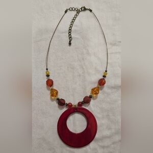 Elegant Red and Amber Beaded Necklace
